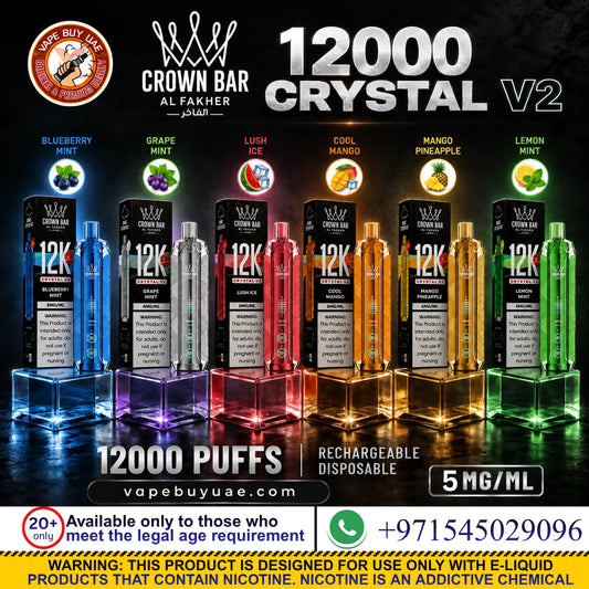 AL FAKHER Crystal V2 12000 Puffs rechargeable disposable vape flavors in UAE