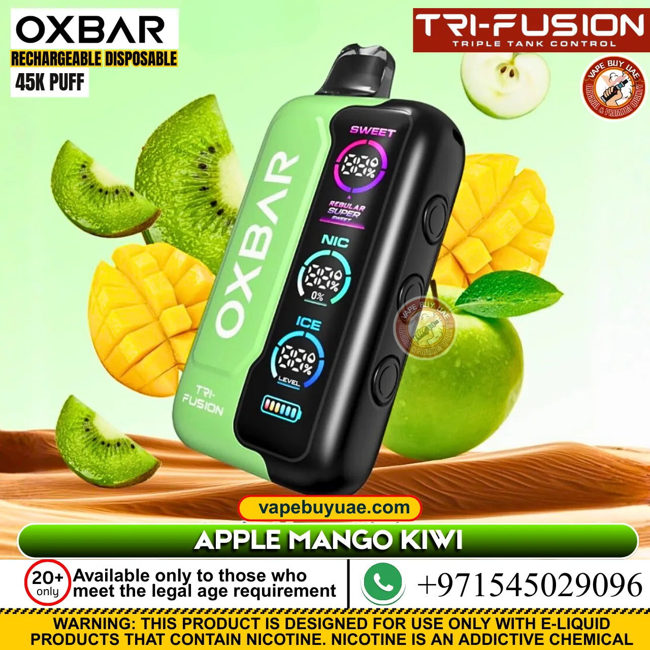 Oxbar TRIFusion 45k puffs rechargeable disposable