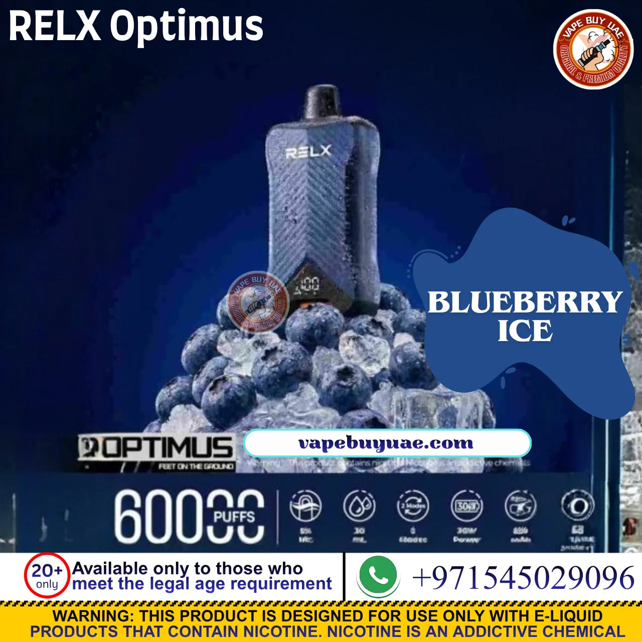 RELX Optimus 60000 Puffs rechargeable disposable vape in Dubai