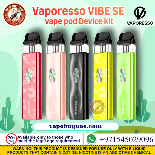 Vaporesso Vibe price in Dubai. Premium pod kit with 4.5ml pods, Eco/PWR modes, RGB indicator. Buy original from trusted UAE vape shop.