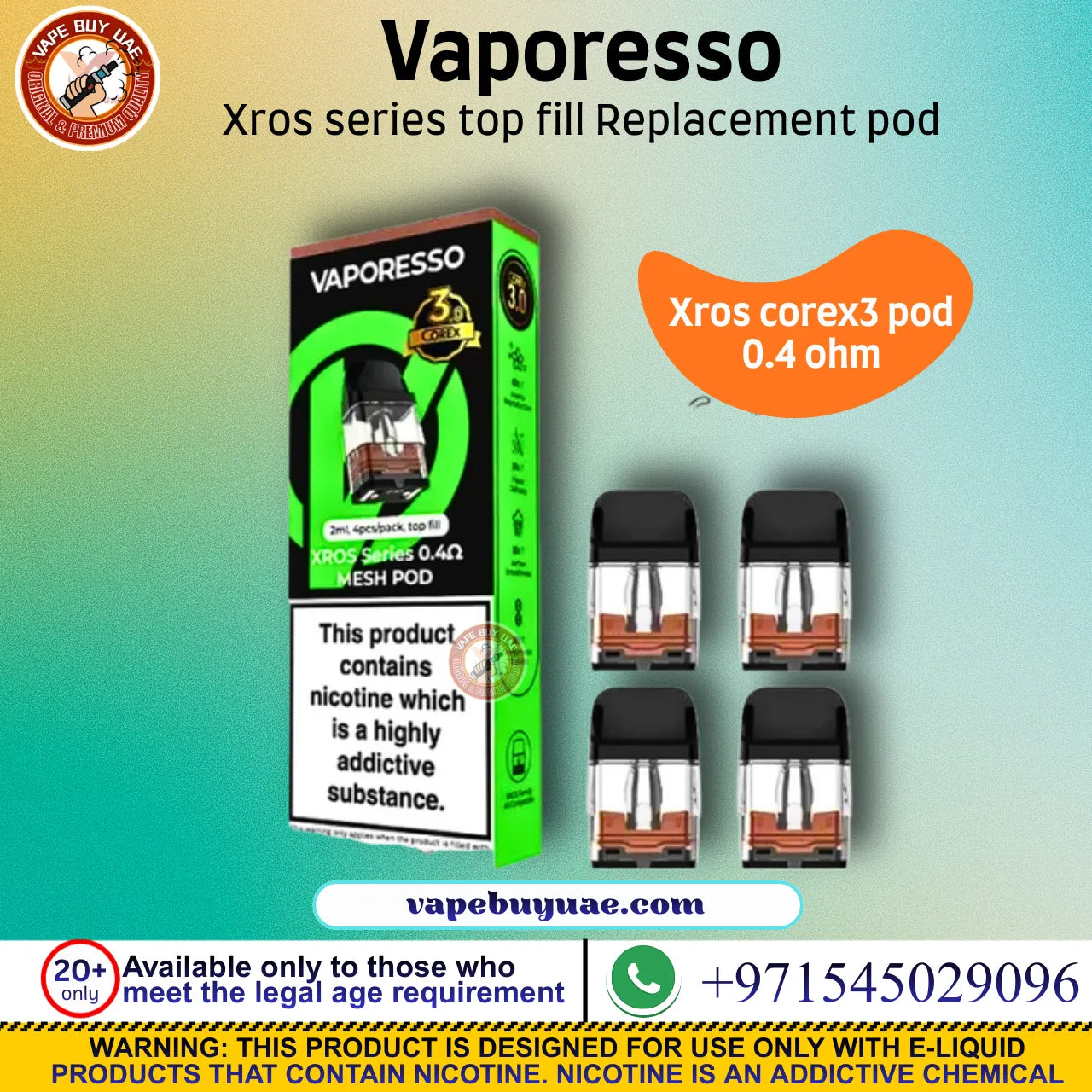 Vaporesso XROS 1.0 ohm pod compatible with XROS vape devices