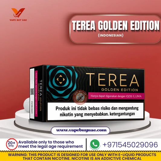 IQOS TEREA Golden Edition Indonesian flavor pack for IQOS ILUMA available at Vape Buy UAE.