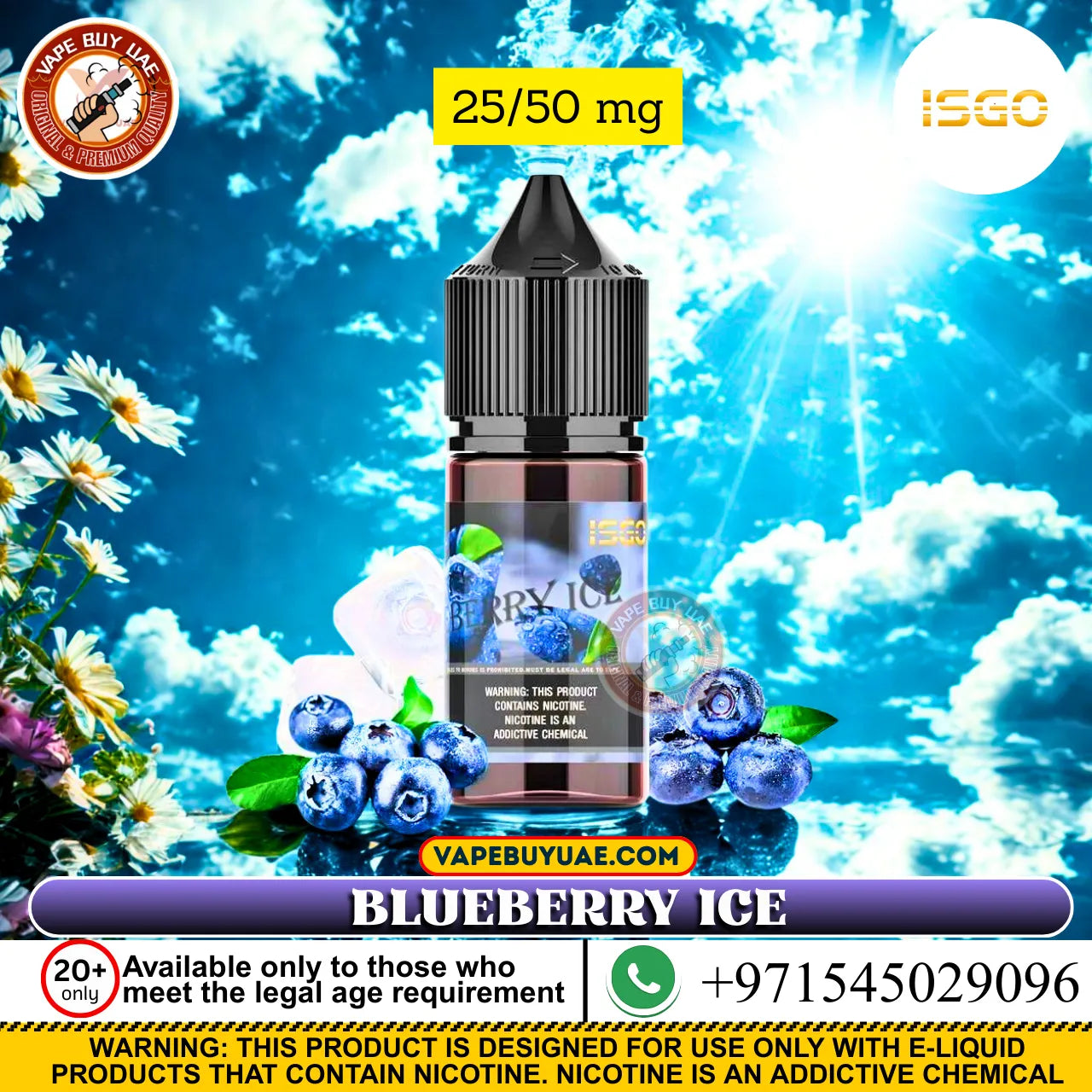 ISGO Salt-Nic E-liquid bottle with smooth nicotine flavors for UAE vape users