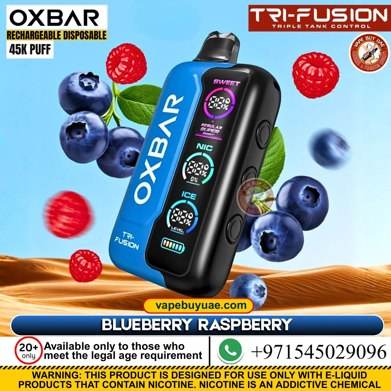 Oxbar TRIFusion 45k puffs rechargeable disposable