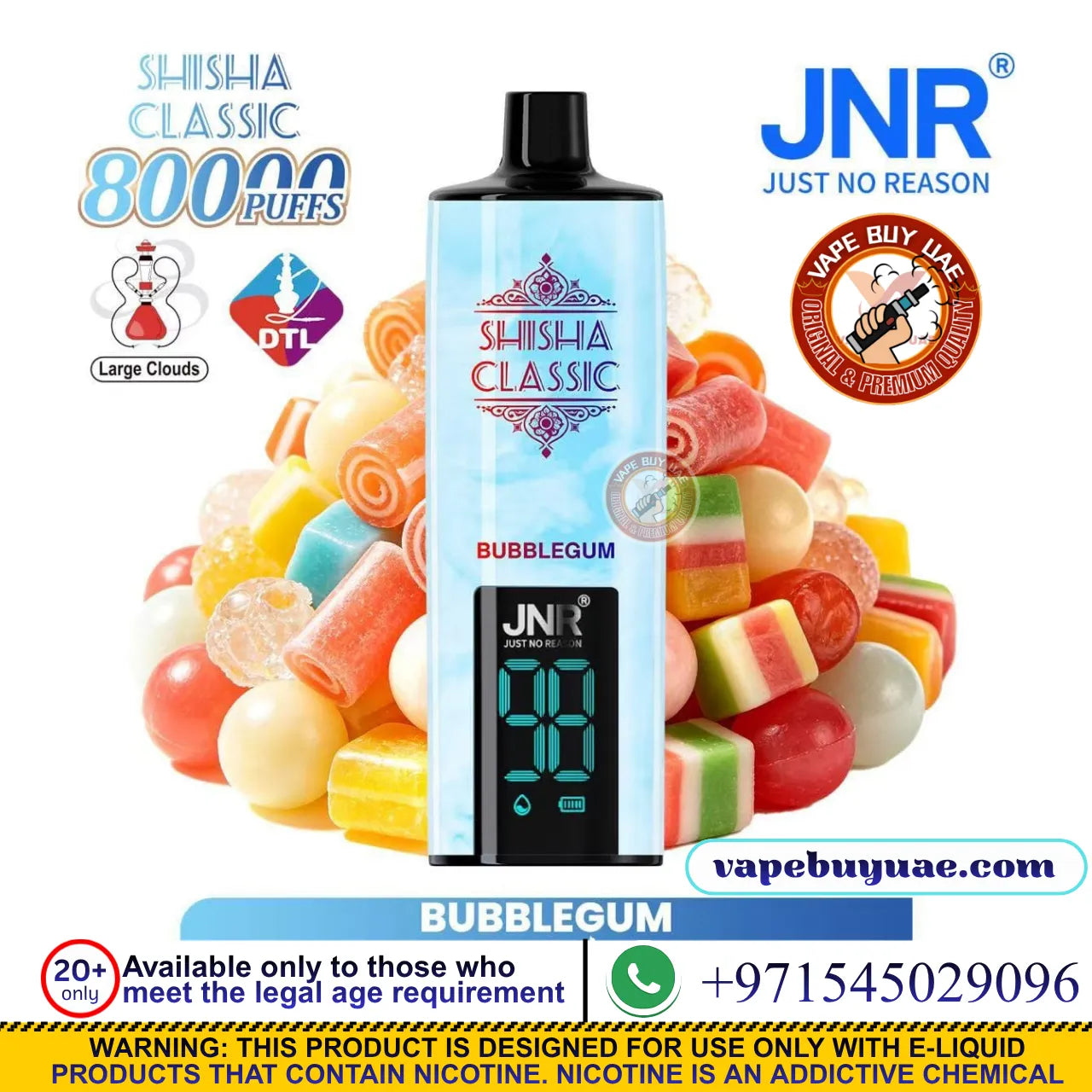 JNR-SHISHA CLASSIC 80K Puffs Rechargeable Disposable
