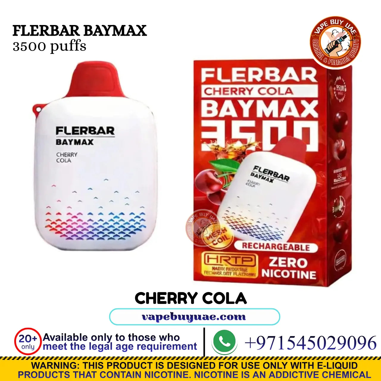 FLERBAR BAYMAX 3500 Puffs 0% Disposable Vape | Buy Vape in Dubai