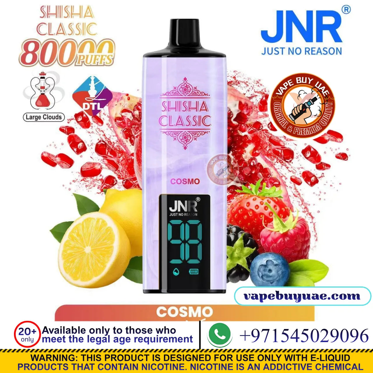 JNR-SHISHA CLASSIC 80K Puffs Rechargeable Disposable