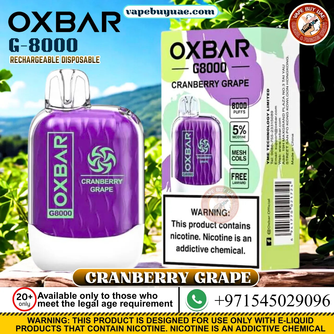 Oxbar G8000 puffs Rechargeable Disposable