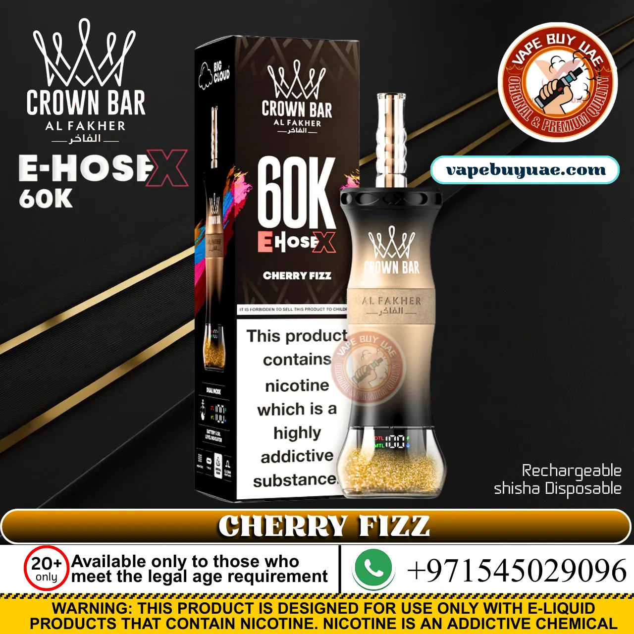 Al Fakher Crown Bar E-HOSE X Grape Berry 60K Puffs DTL Shisha Rechargeable Disposable