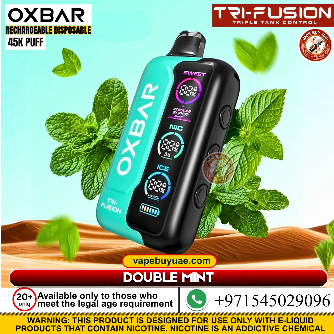 Oxbar TRIFusion 45k puffs rechargeable disposable