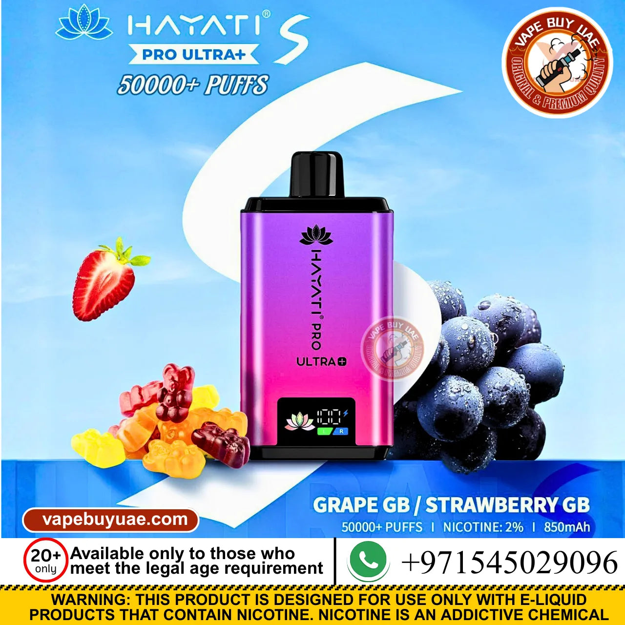 Hayati pro ultra 50k+ puffs rechargeable disposable