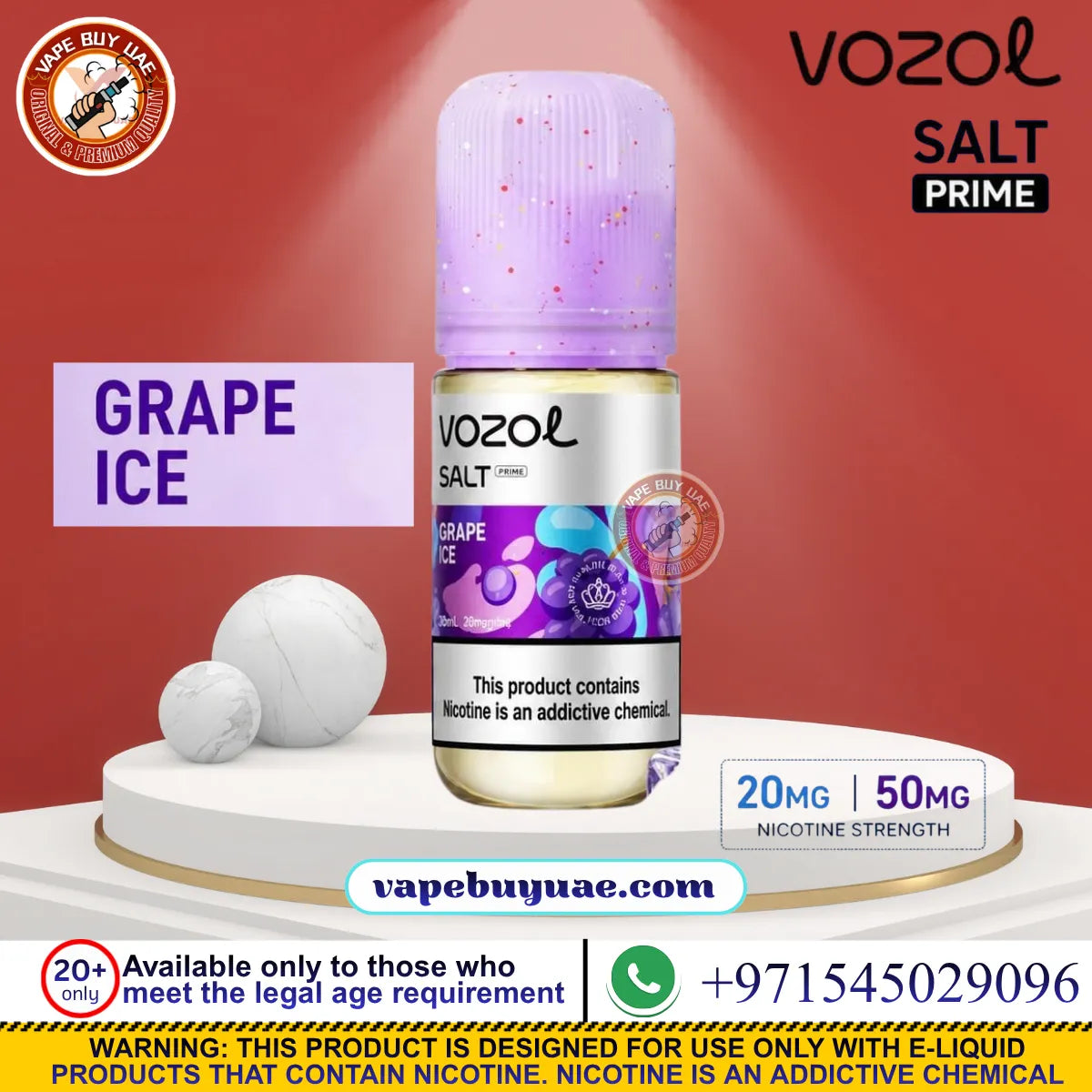Buy VOZOL Salt Prime nic salt e-liquid in 20mg or 50mg. Choose fruit, berry, mint, and ice flavours online in the UAE