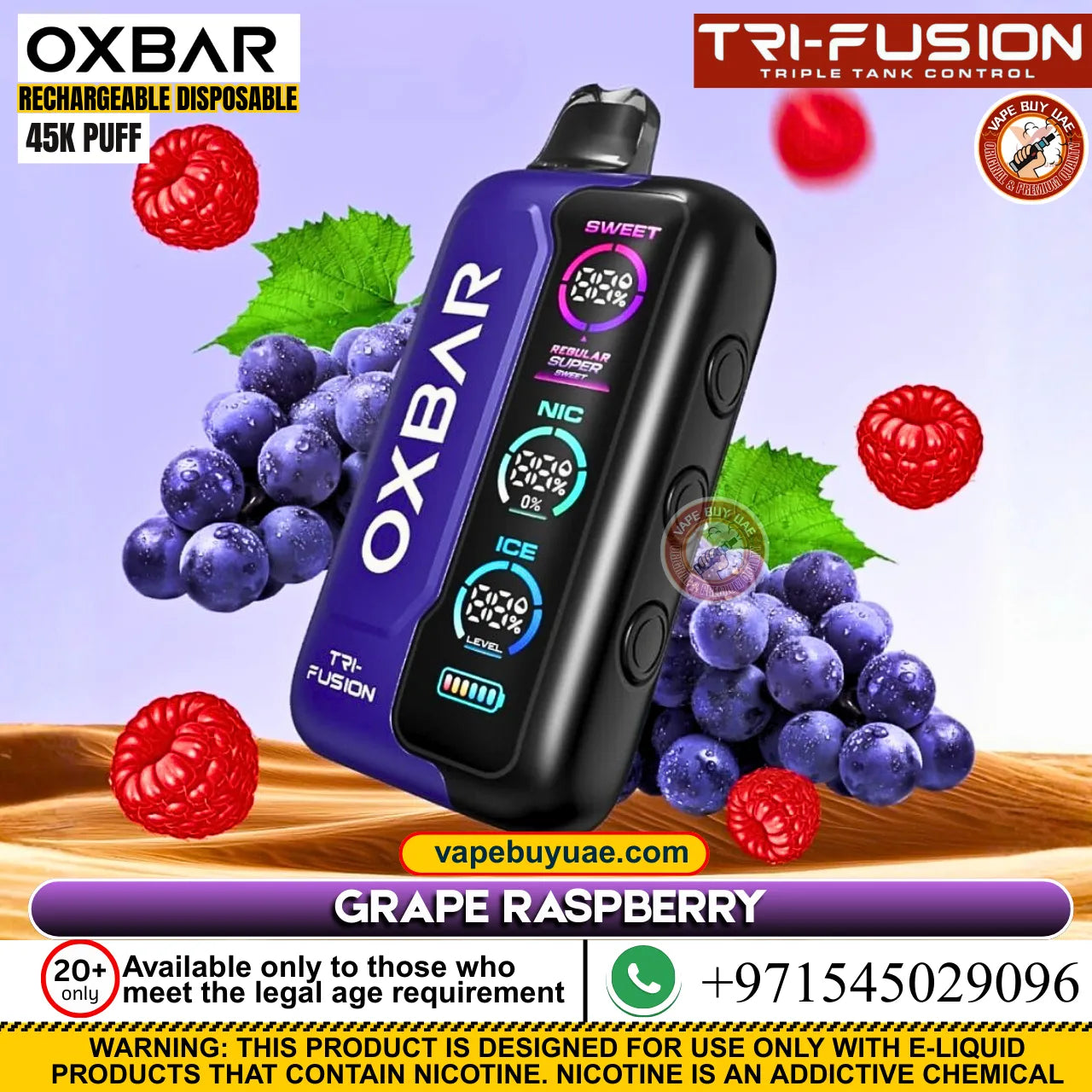 Oxbar TRIFusion 45k puffs rechargeable disposable