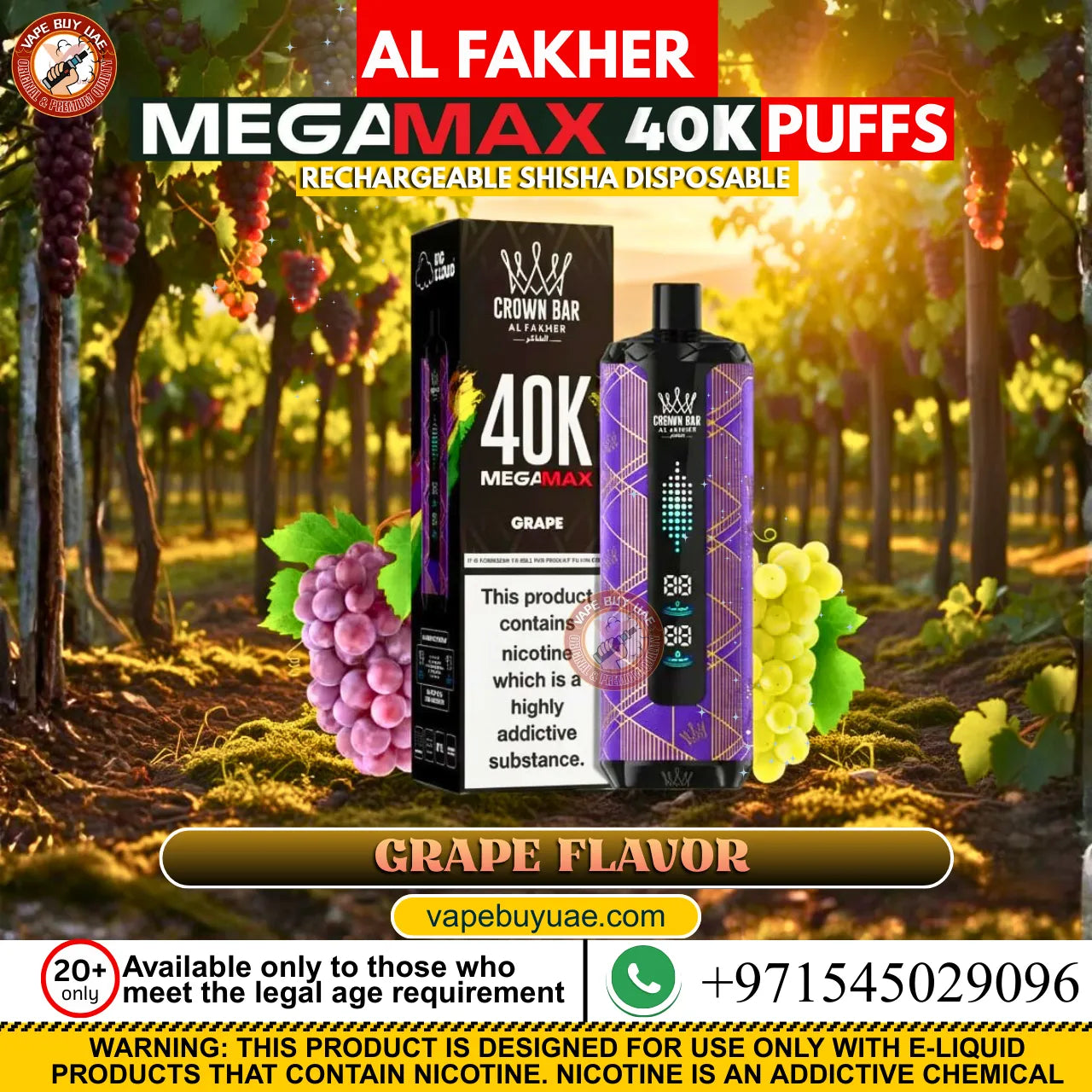 Al Fakher Mega Max 40K Puffs rechargeable disposable shisha vape device