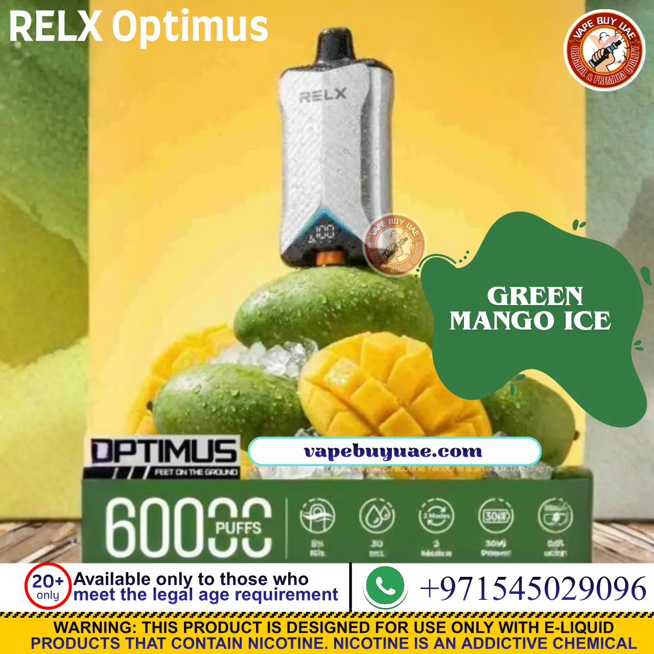RELX Optimus 60000 Puffs rechargeable disposable vape in Dubai
