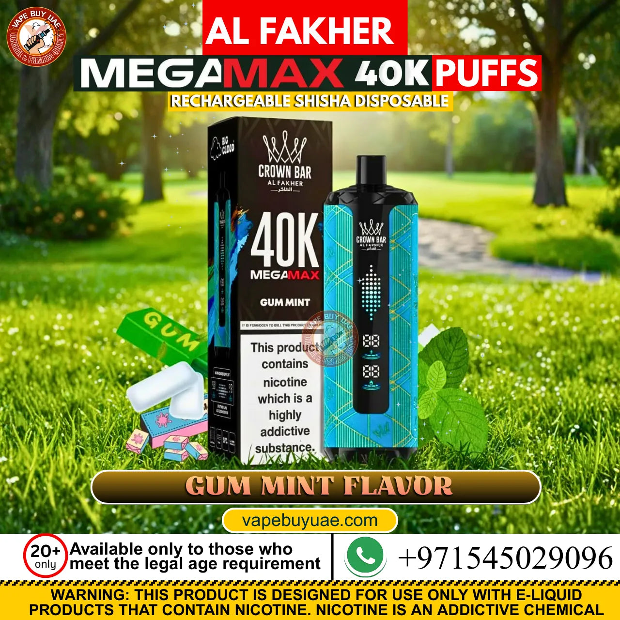Al Fakher Mega Max 40K Puffs rechargeable disposable shisha vape device