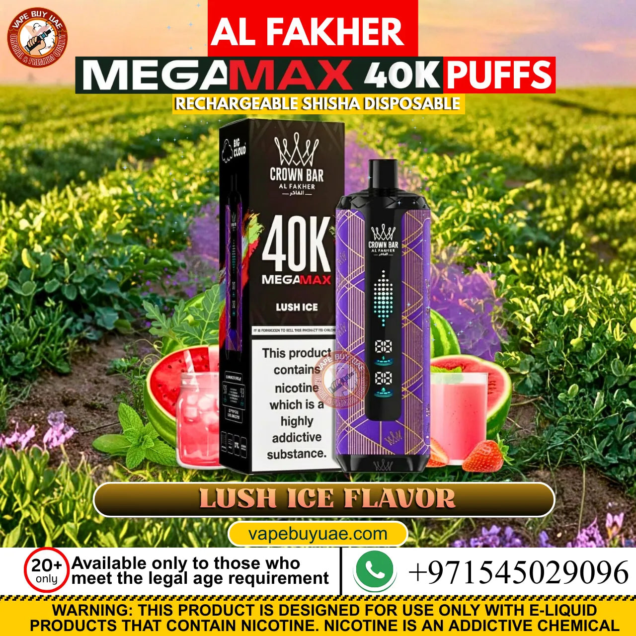 Al Fakher Mega Max 40K Puffs rechargeable disposable shisha vape device