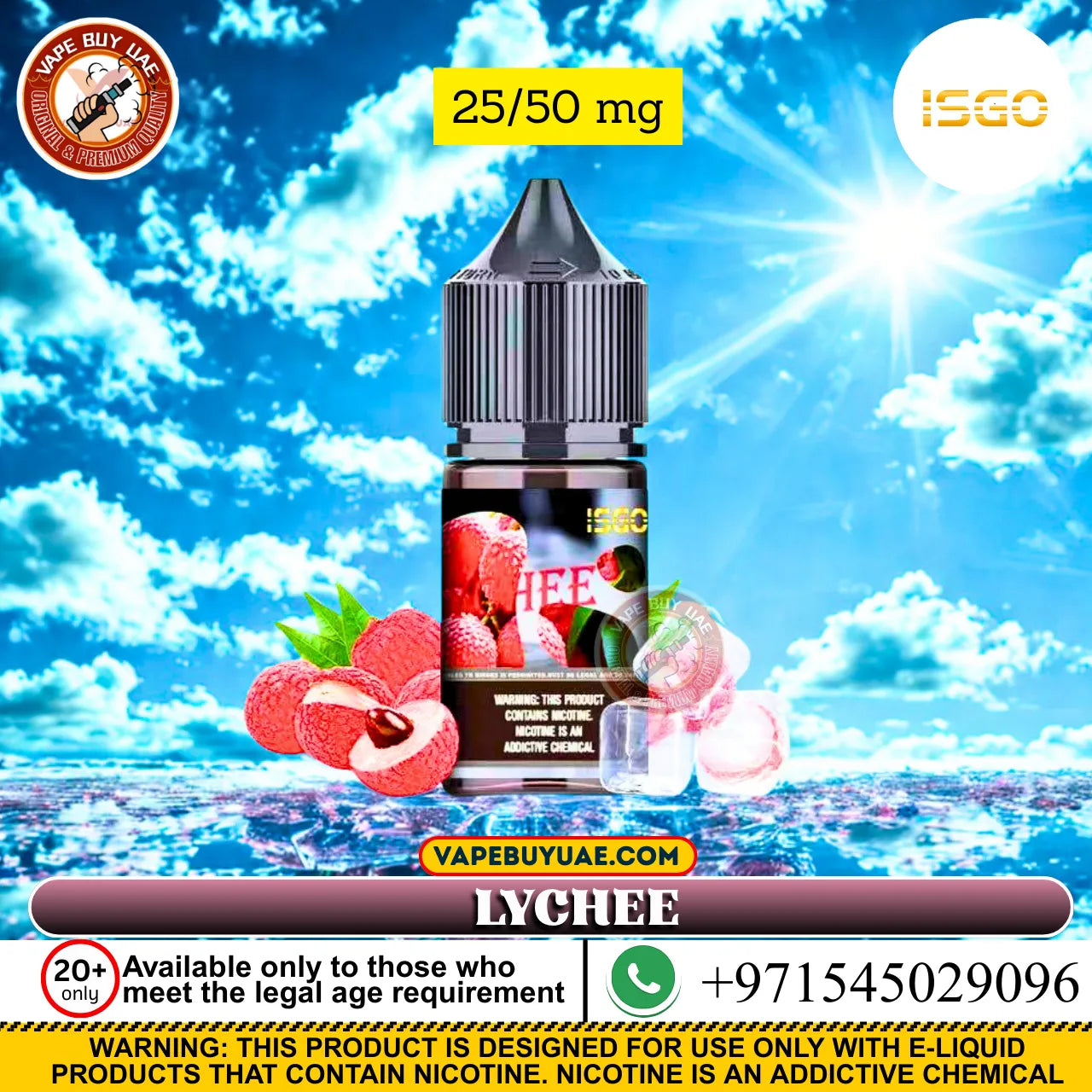 ISGO Salt-Nic E-liquid bottle with smooth nicotine flavors for UAE vape users