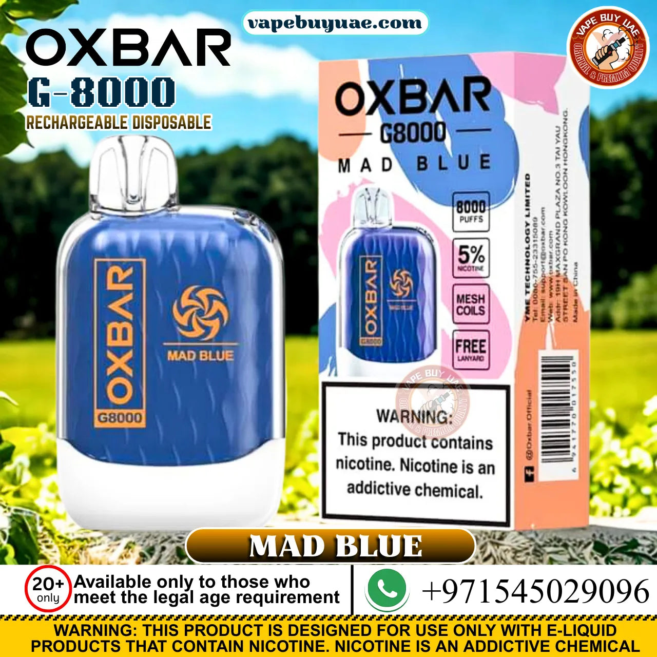 Oxbar G8000 puffs Rechargeable Disposable