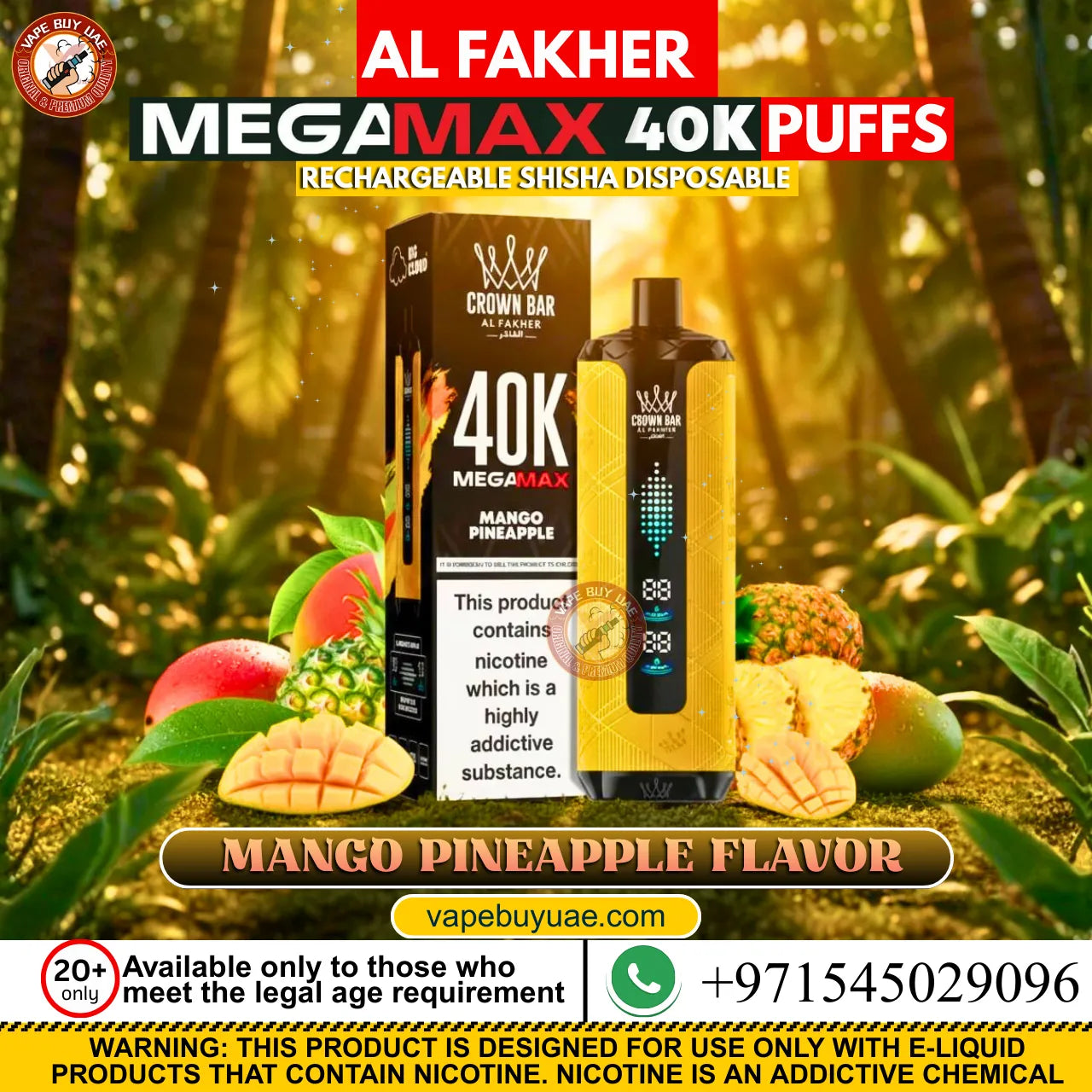 Al Fakher Mega Max 40K Puffs rechargeable disposable shisha vape device