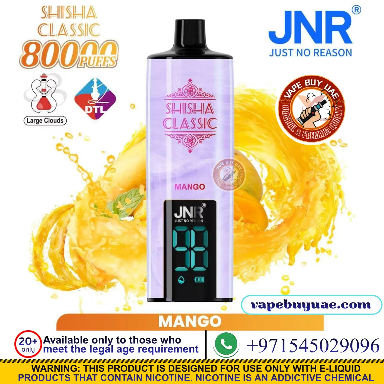 JNR-SHISHA CLASSIC 80K Puffs Rechargeable Disposable
