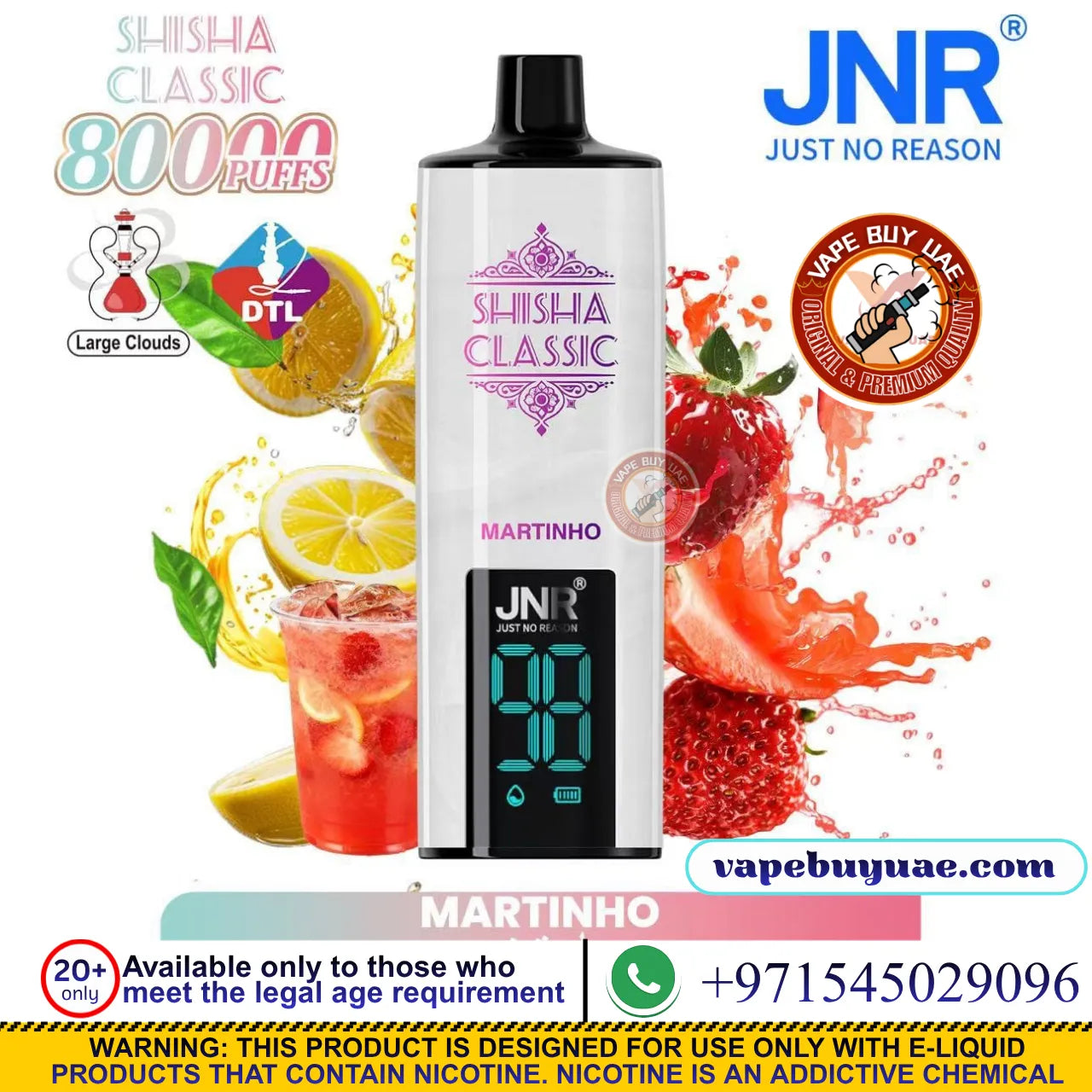 JNR-SHISHA CLASSIC 80K Puffs Rechargeable Disposable