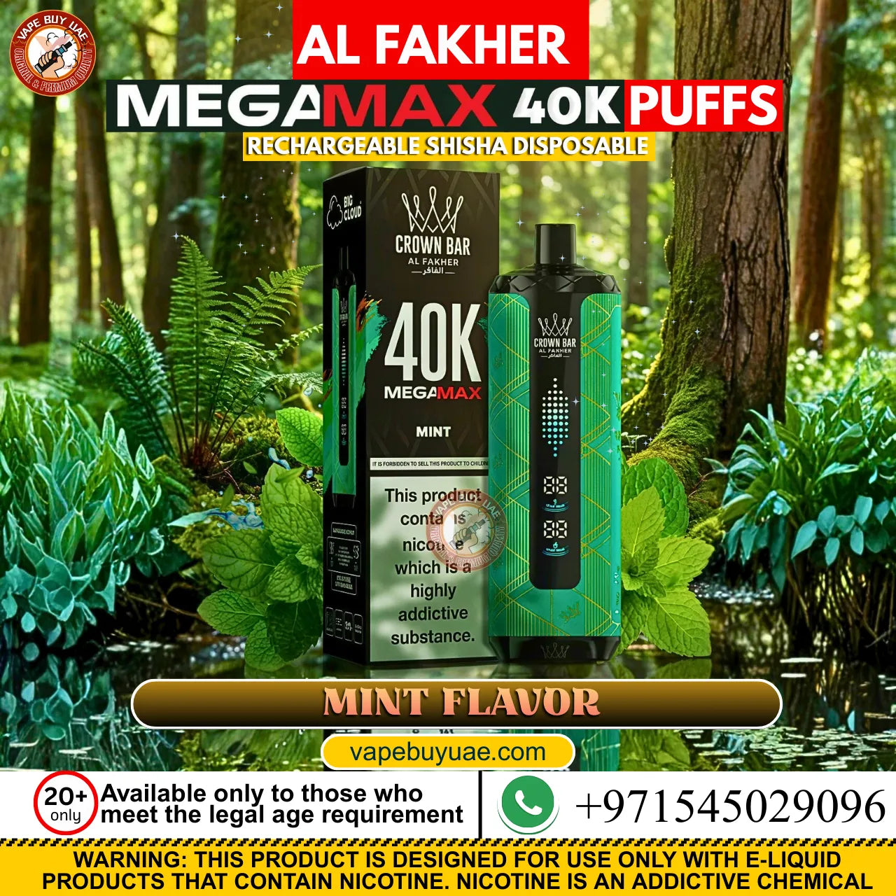 Al Fakher Mega Max 40K Puffs rechargeable disposable shisha vape device