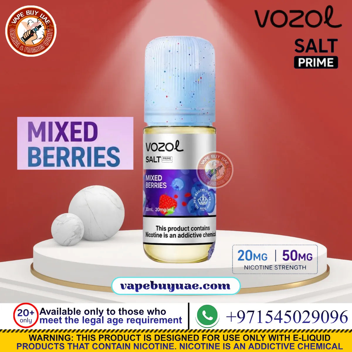 Buy VOZOL Salt Prime nic salt e-liquid in 20mg or 50mg. Choose fruit, berry, mint, and ice flavours online in the UAE