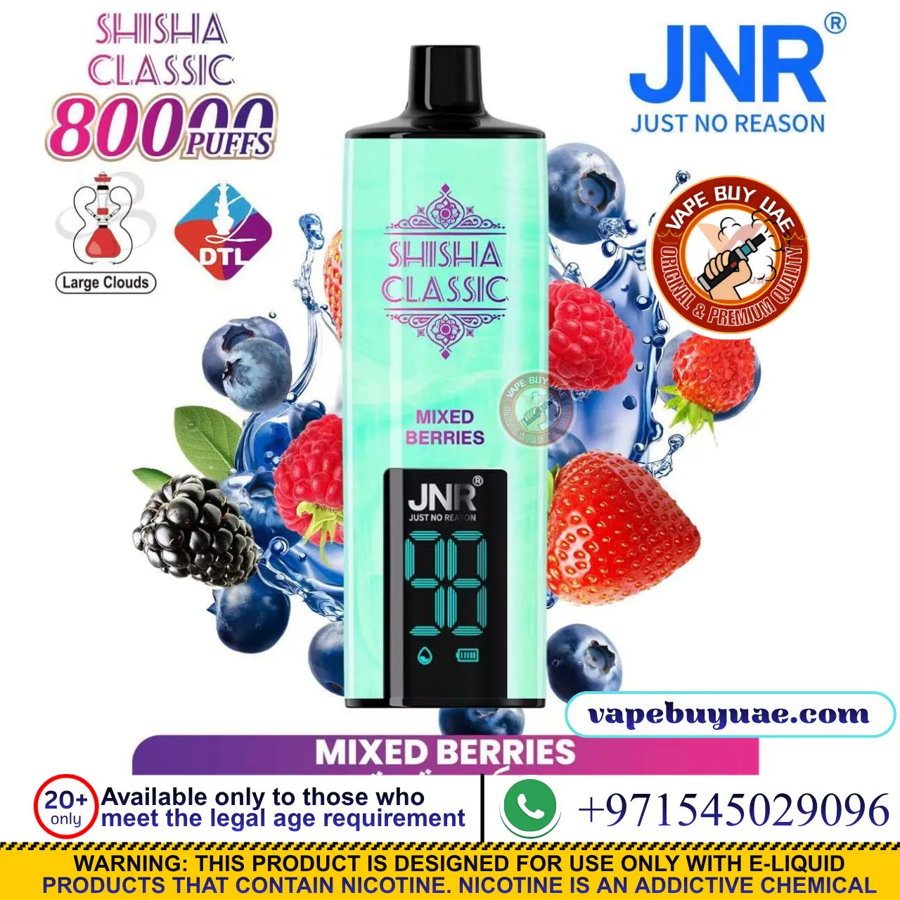 JNR-SHISHA CLASSIC 80K Puffs Rechargeable Disposable