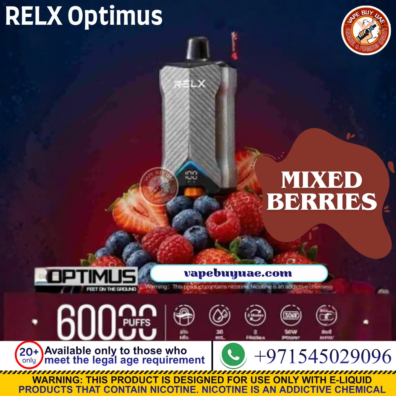 Person holding RELX Optimus vape during work break in Dubai
