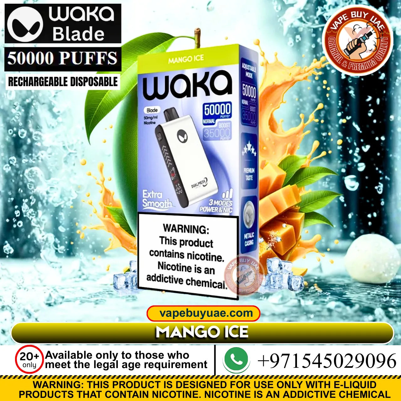 Mango peach watermelon vape flavor with tropical mango, juicy peach, and fresh watermelon