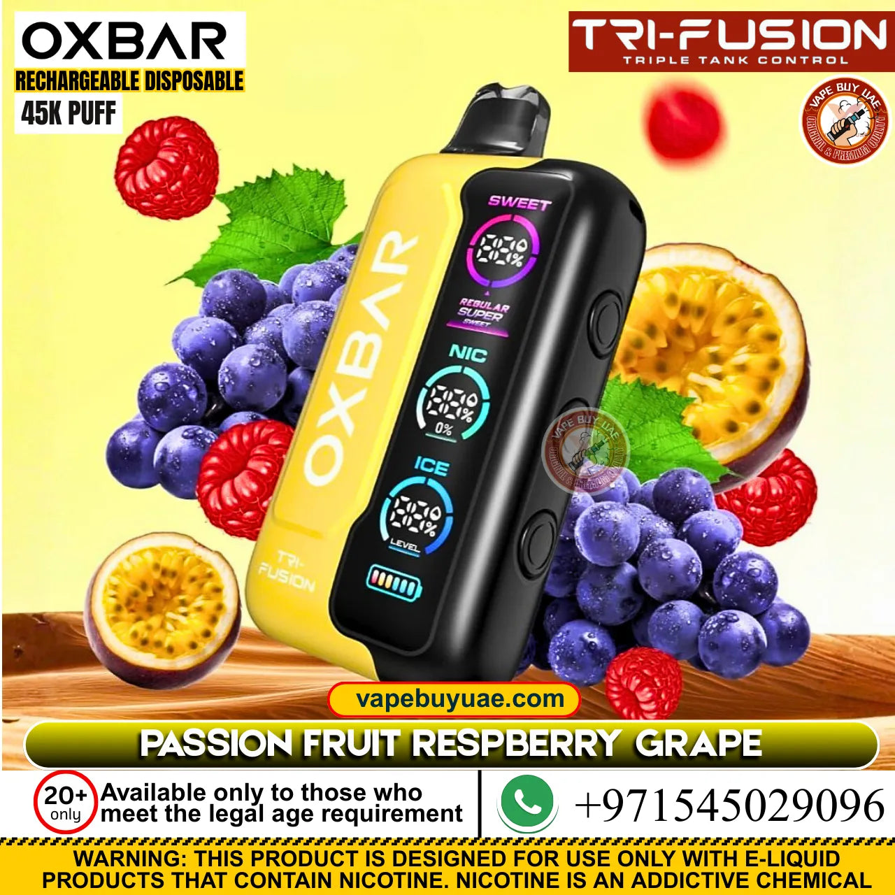 Oxbar TRIFusion 45k puffs rechargeable disposable