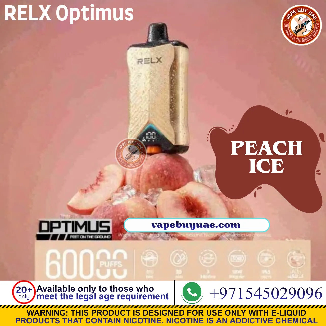 Person holding RELX Optimus vape during work break in Dubai