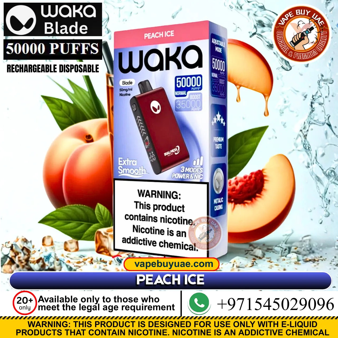 Peach ice vape flavor with juicy peach and icy menthol