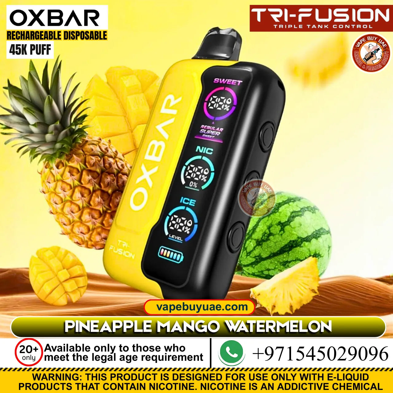Oxbar TRIFusion 45k puffs rechargeable disposable
