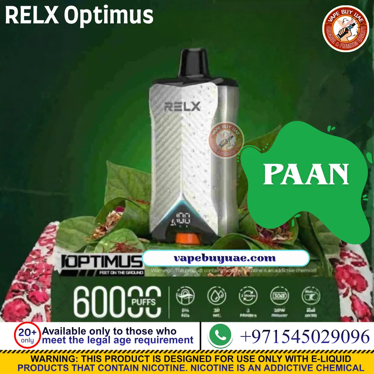 RELX Optimus Paan flavor disposable vape UAE