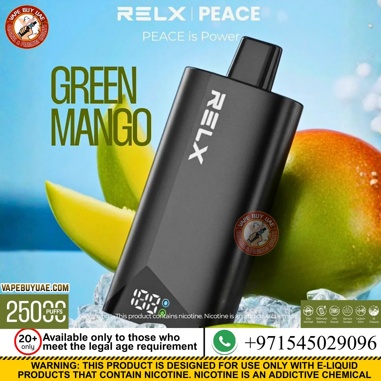 RELX PEACE 25,000 Puffs Rechargeable Disposable Vape
