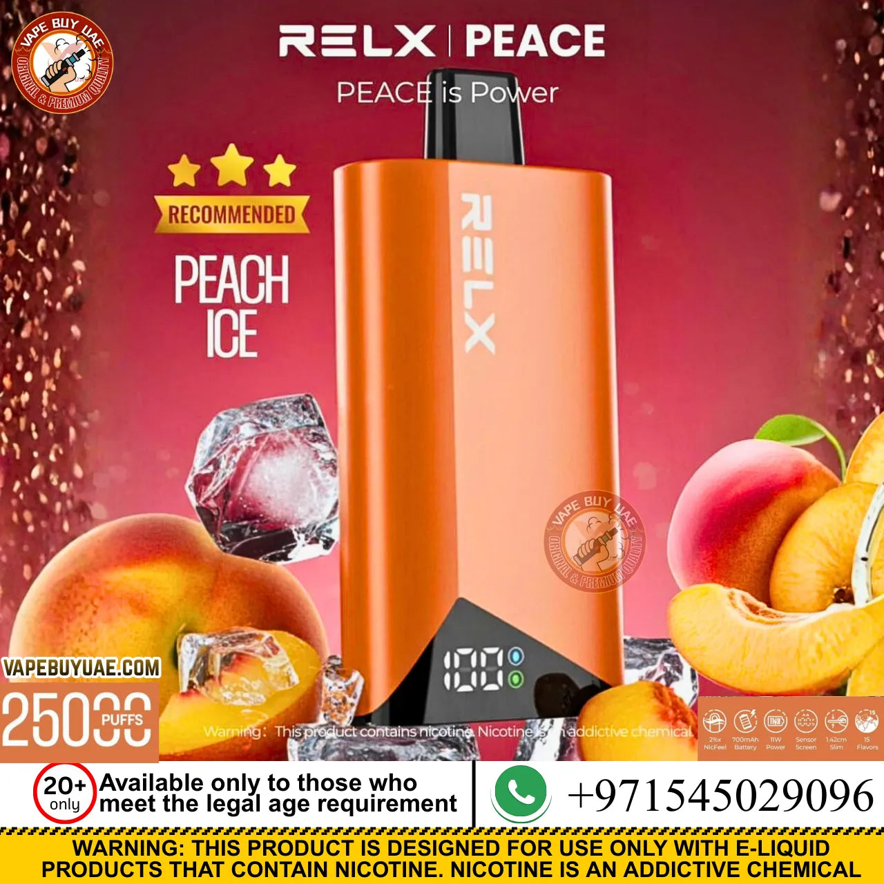RELX PEACE 25,000 Puffs Rechargeable Disposable Vape