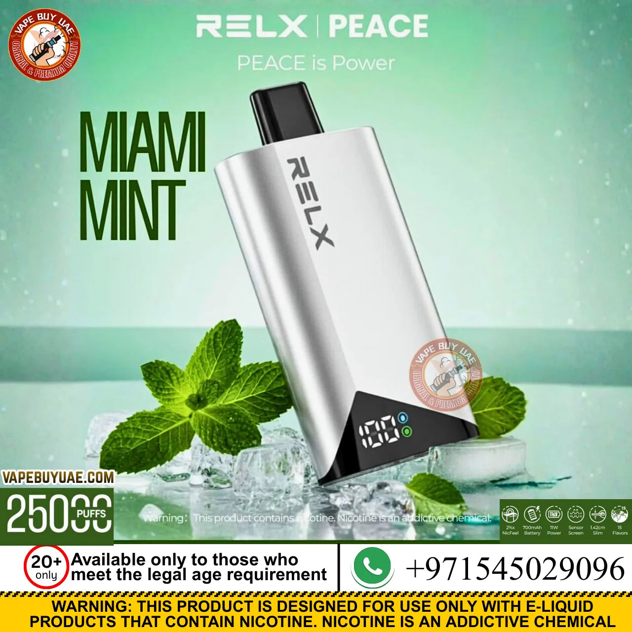 RELX PEACE 25,000 Puffs Rechargeable Disposable Vape