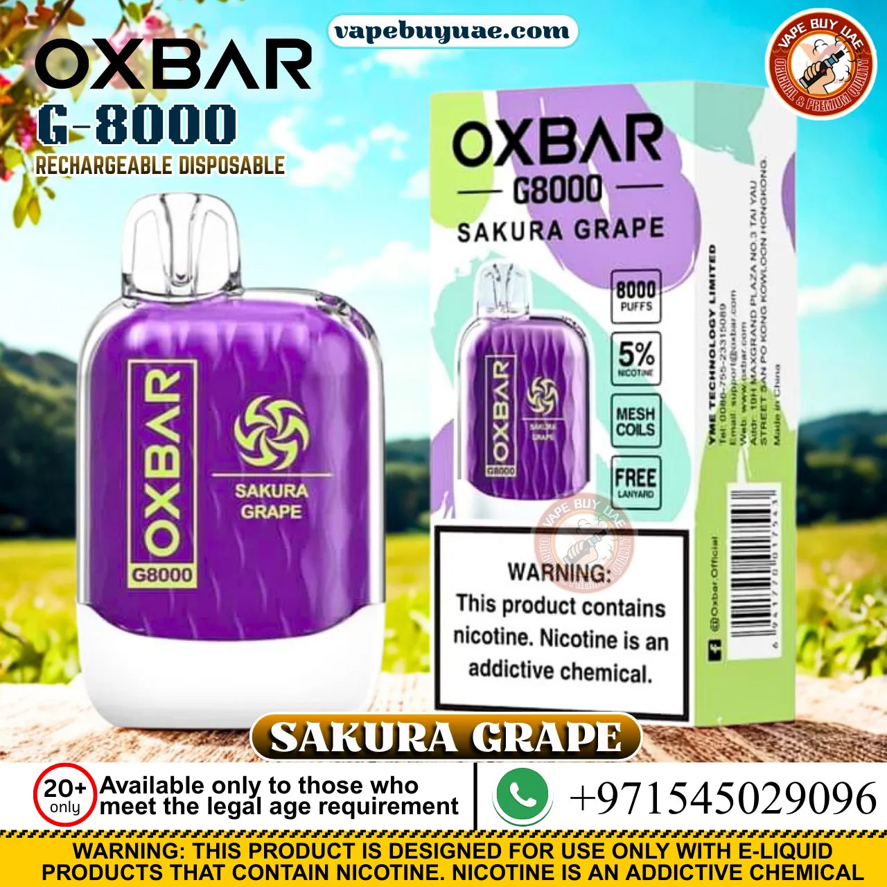 Oxbar G8000 puffs Rechargeable Disposable