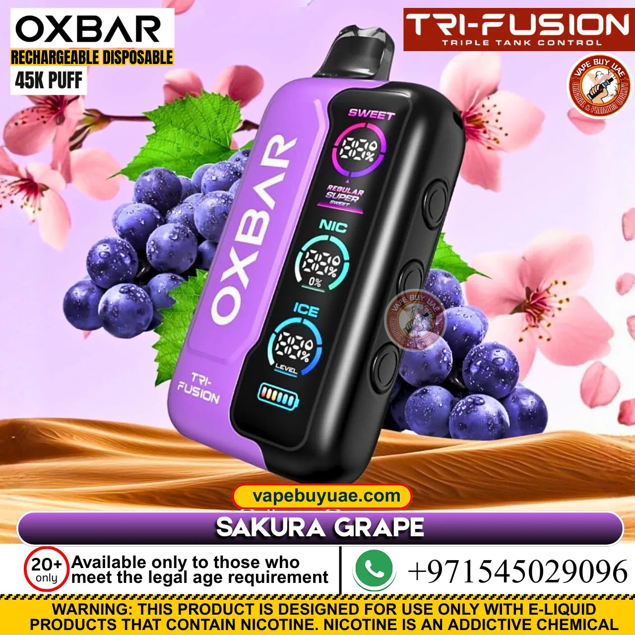 Oxbar TRIFusion 45k puffs rechargeable disposable