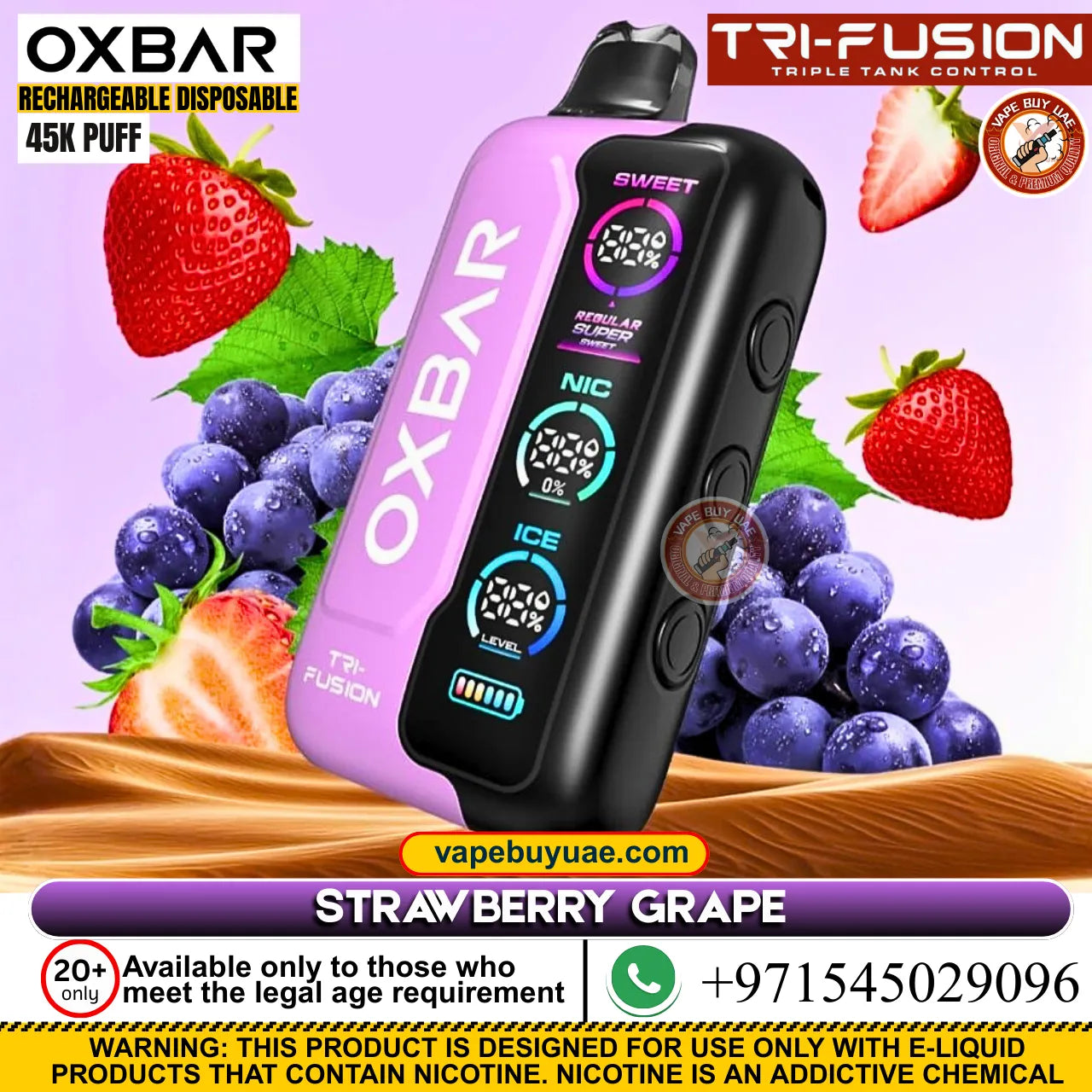 Oxbar TRIFusion 45k puffs rechargeable disposable