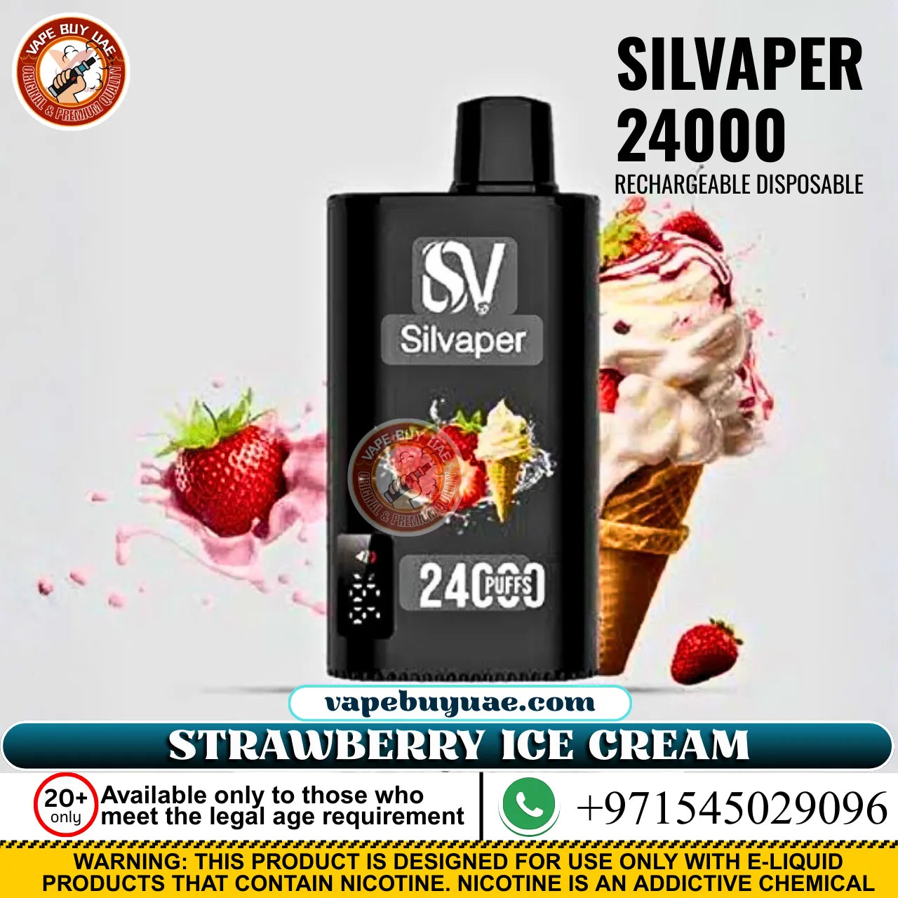 Silvaper 24000 puffs rechargeable disposable vape battery Dubai