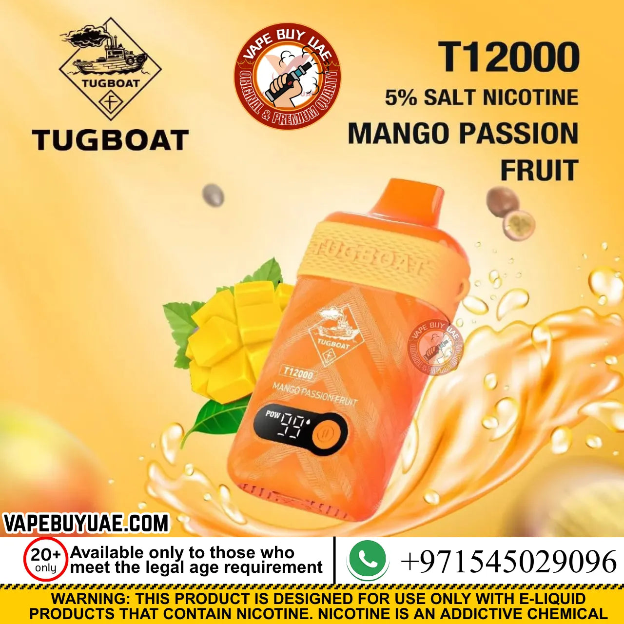 Tugboat T-12000 Rechargeable Disposable Vape 5% Nicotine