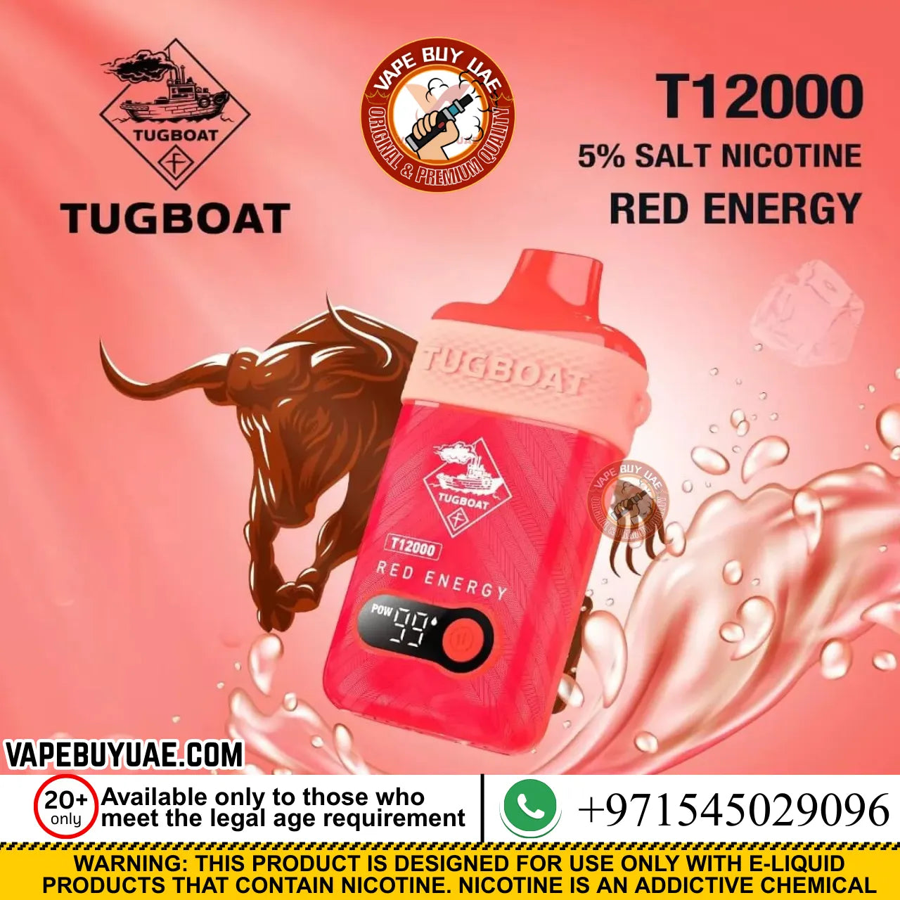 Tugboat T-12000 Rechargeable Disposable Vape 5% Nicotine