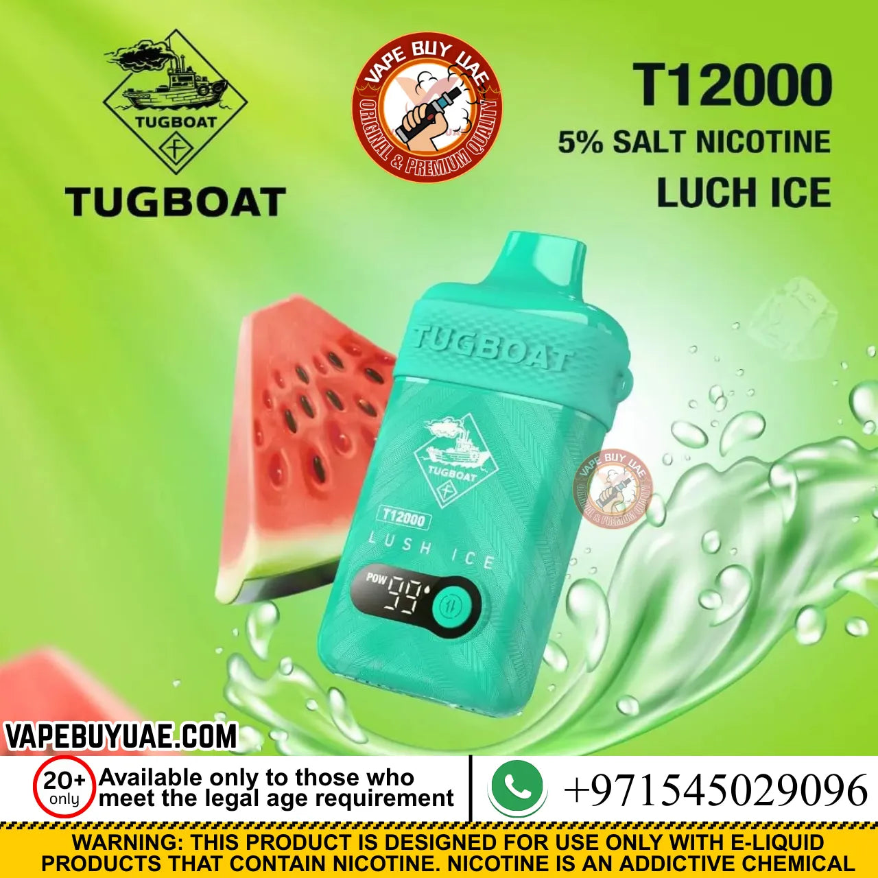 Tugboat T-12000 Rechargeable Disposable Vape 5% Nicotine