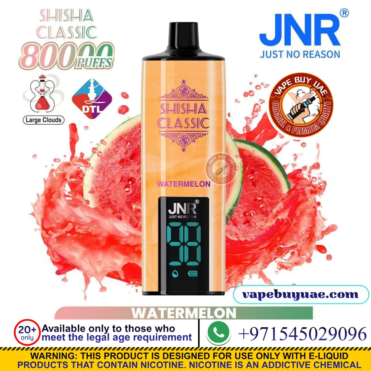 JNR-SHISHA CLASSIC 80K Puffs Rechargeable Disposable