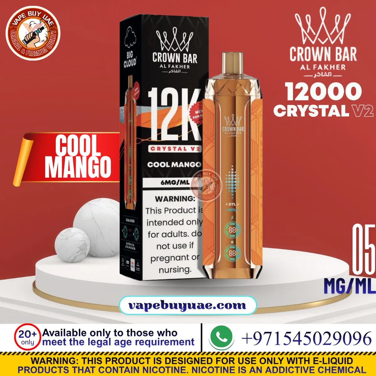 AL FAKHER Crystal V2 12K Cool Mango rechargeable disposable vape