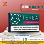 Box of authentic IQOS TEREA Black Green (Indonesian Edition) designed exclusively for IQOS ILUMA, available for fast delivery at Vape Buy UAE.