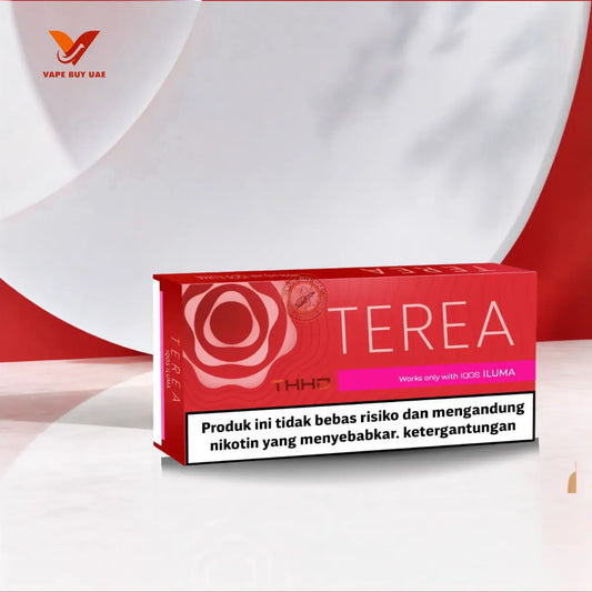 A red box of IQOS TEREA Sienna Indonesian tobacco sticks for IQOS ILUMA devices, available at Vape Buy UAE.